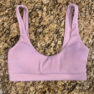 Hollister Ribbed Bikini Swimsuit Top in lavender light purple XS
